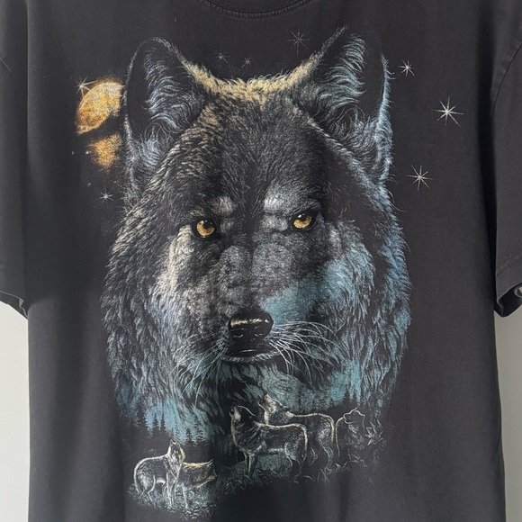 Vintage Y2K Hanes Classic Rock Chang Wolf pack Wolves T-Shirt Black XL? - Picture 3 of 8